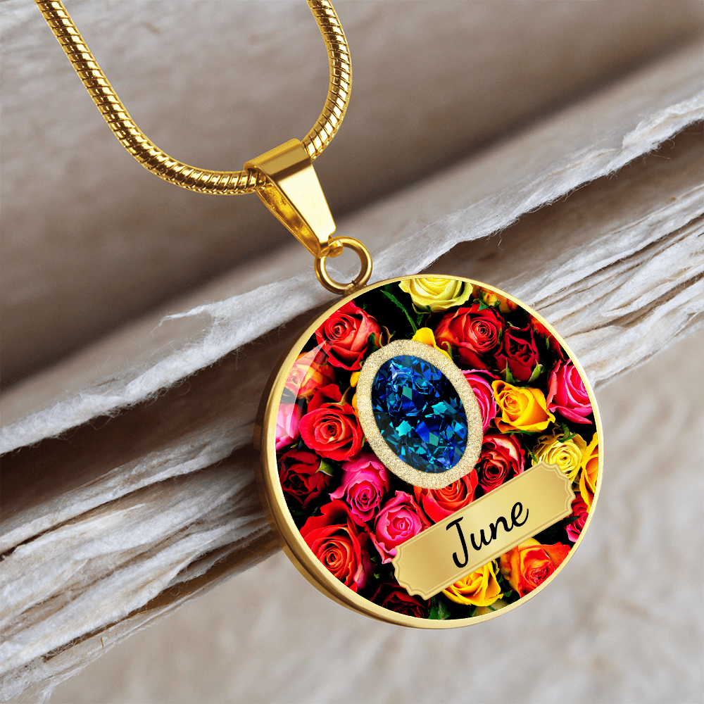 Birth Month Circle Pendant Necklace: June