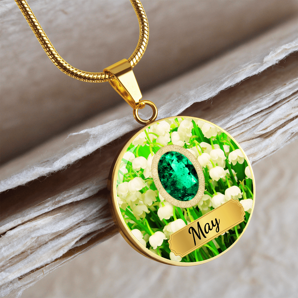 Birth Month Circle Pendant Necklace: May