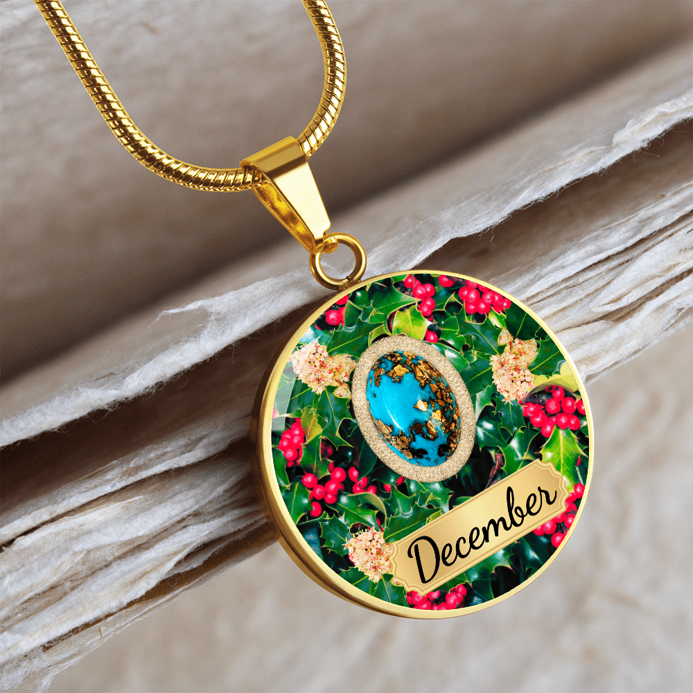 Birth Month Circle Pendant Necklace: December