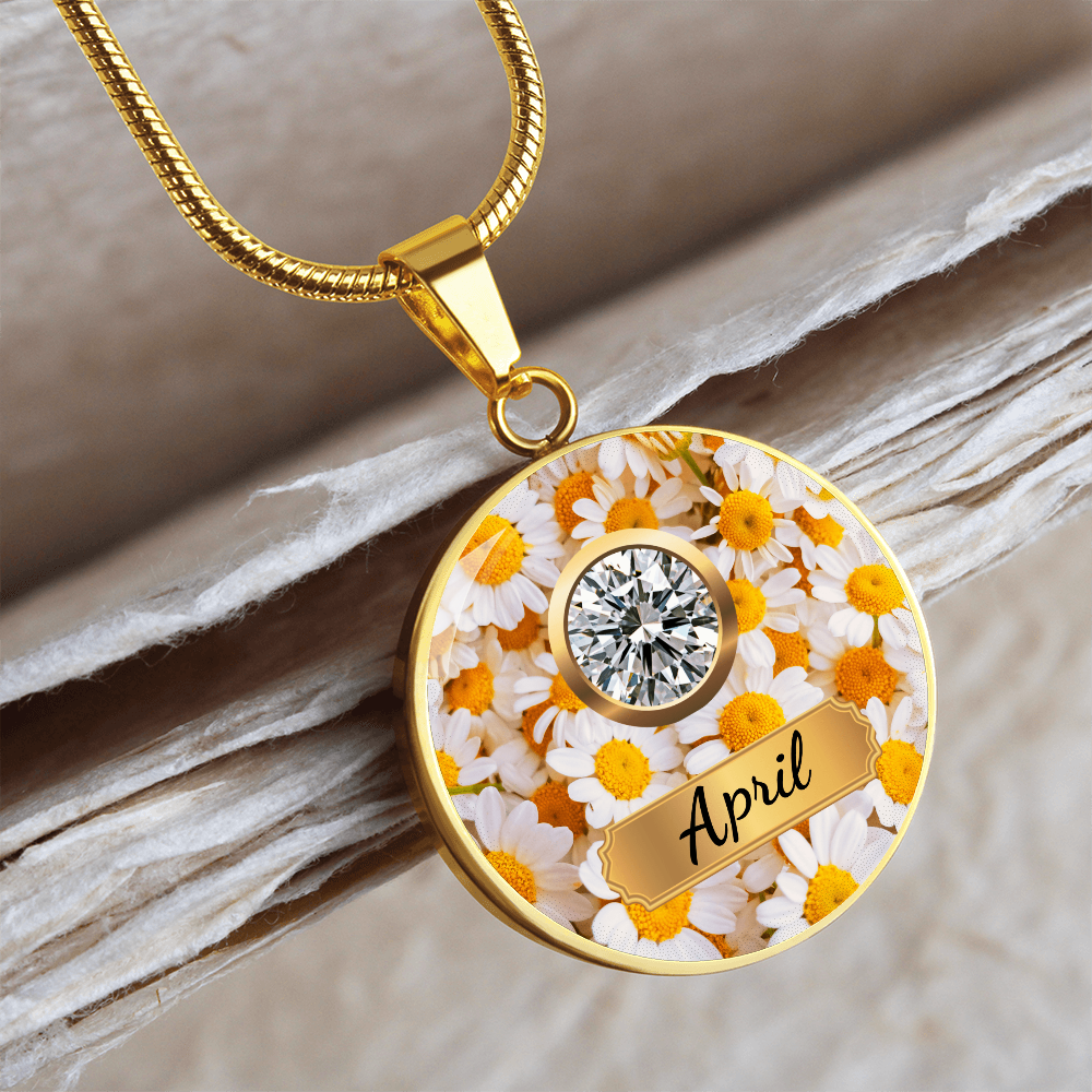 Birth Month Circle Pendant Necklace: April