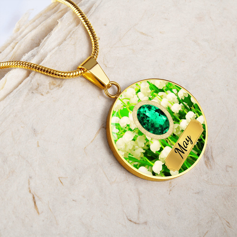 Birth Month Circle Pendant Necklace: May