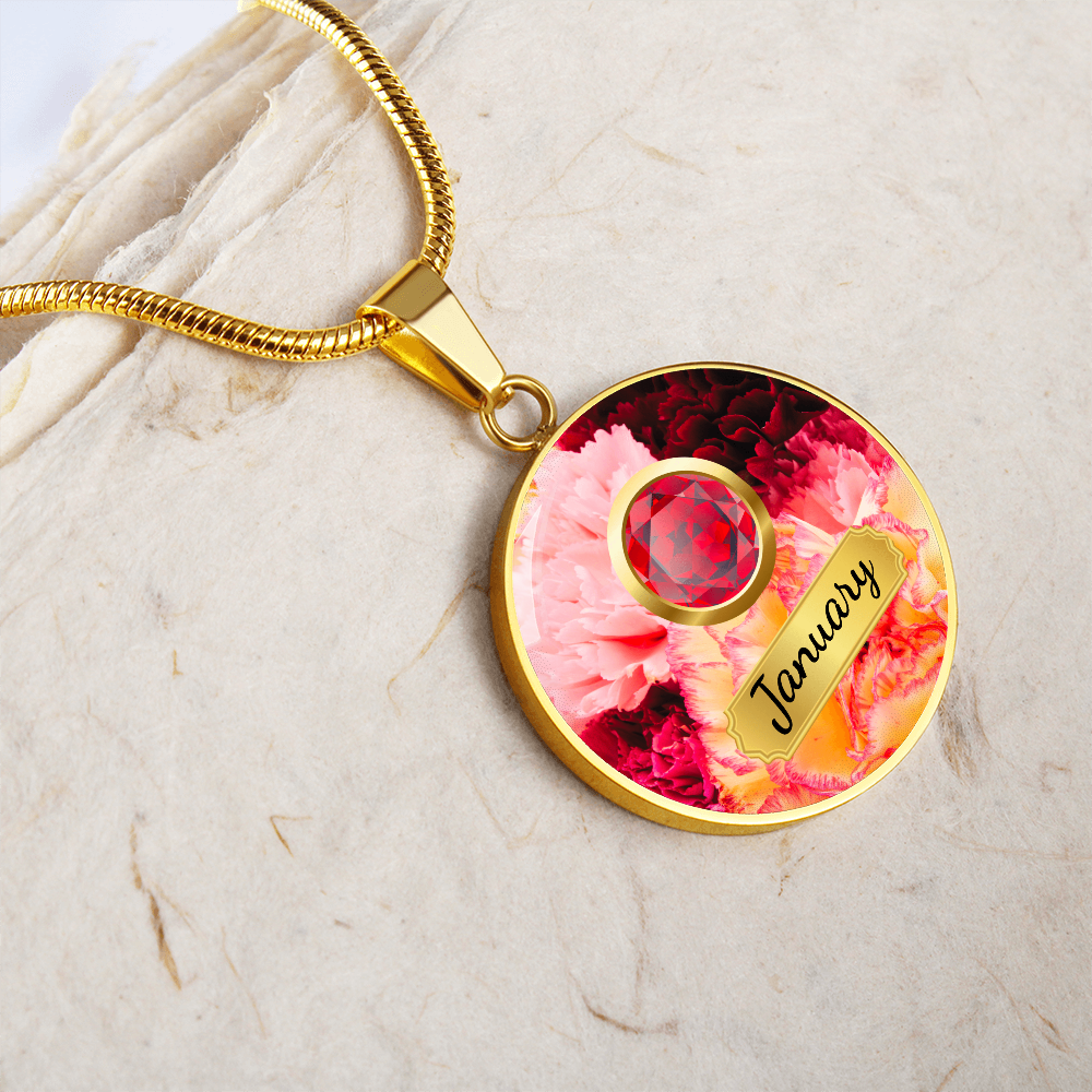 Birth Month Circle Pendant Necklace: January