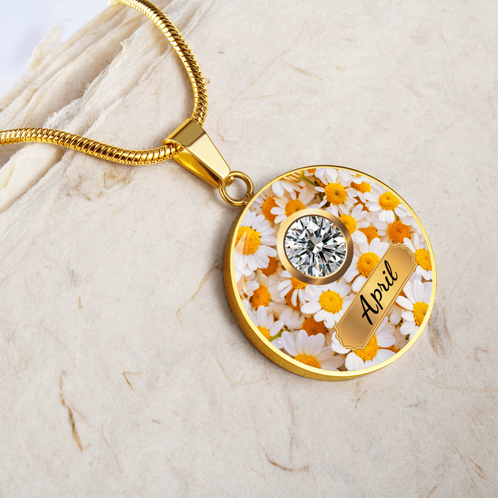 Birth Month Circle Pendant Necklace: April