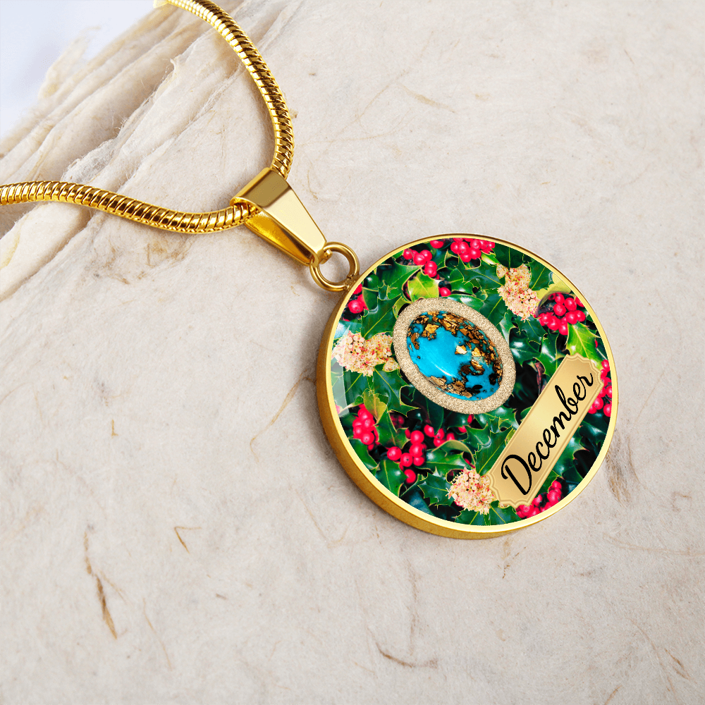 Birth Month Circle Pendant Necklace: December