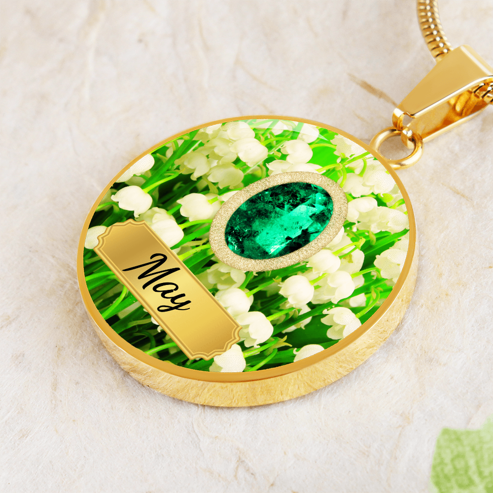 Birth Month Circle Pendant Necklace: May