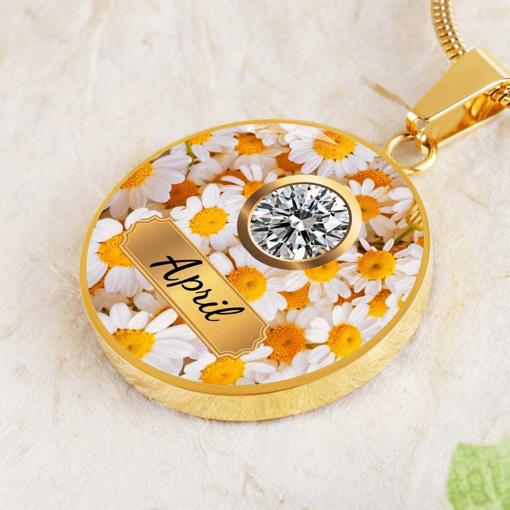 Birth Month Circle Pendant Necklace: April