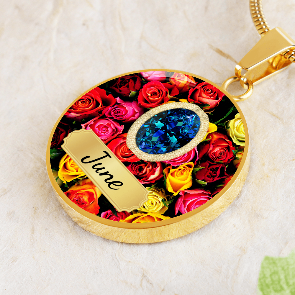 Birth Month Circle Pendant Necklace: June