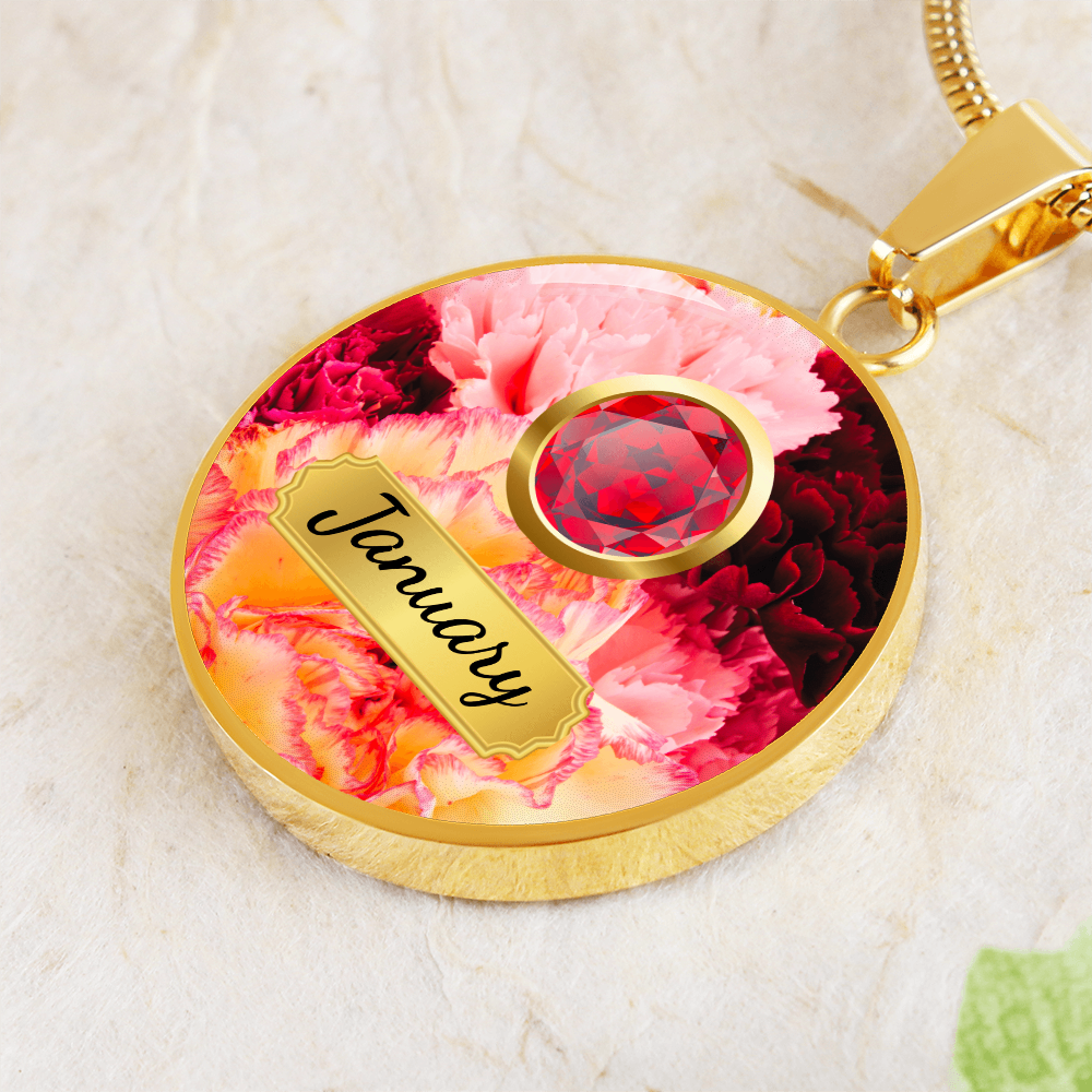 Birth Month Circle Pendant Necklace: January