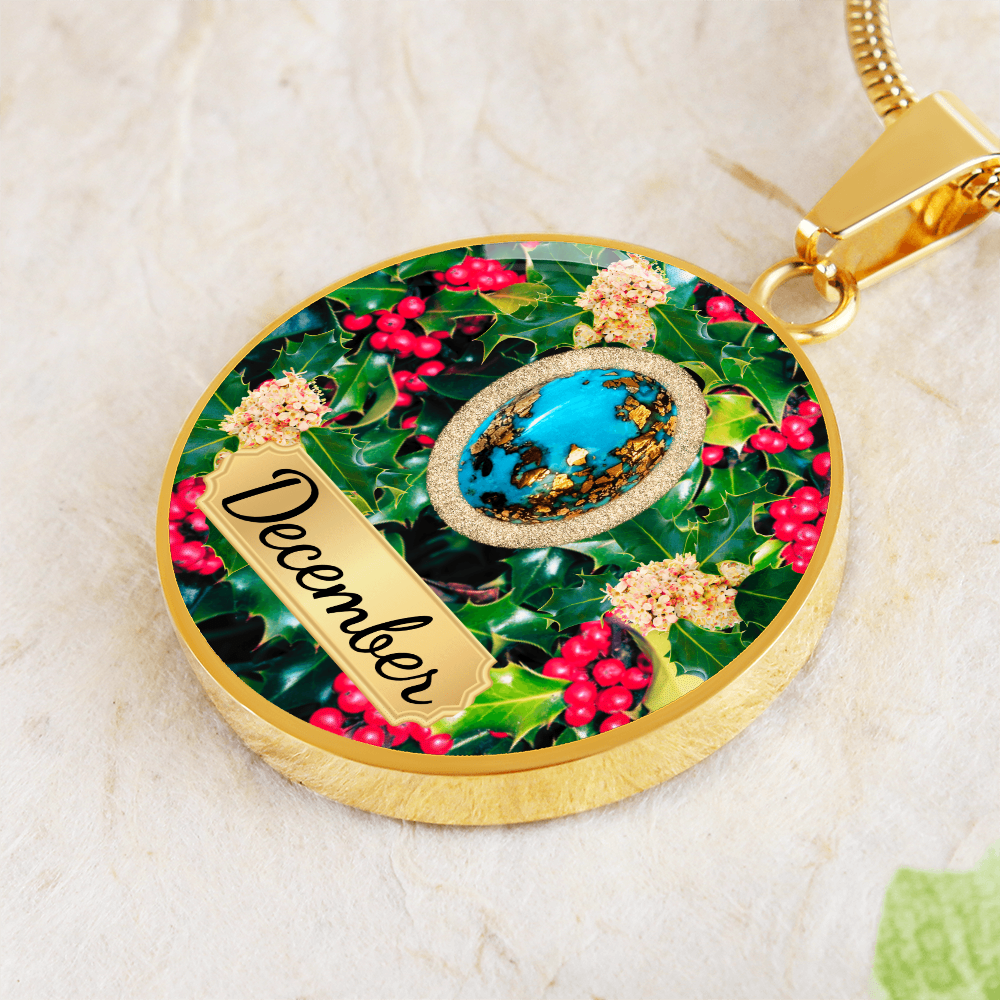 Birth Month Circle Pendant Necklace: December