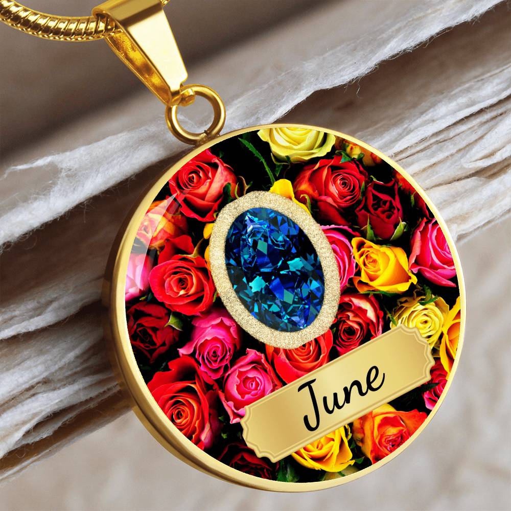 Birth Month Circle Pendant Necklace: June