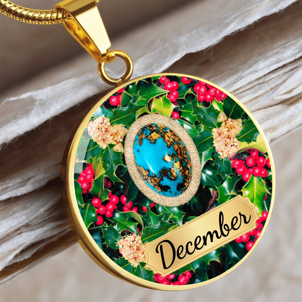 Birth Month Circle Pendant Necklace: December