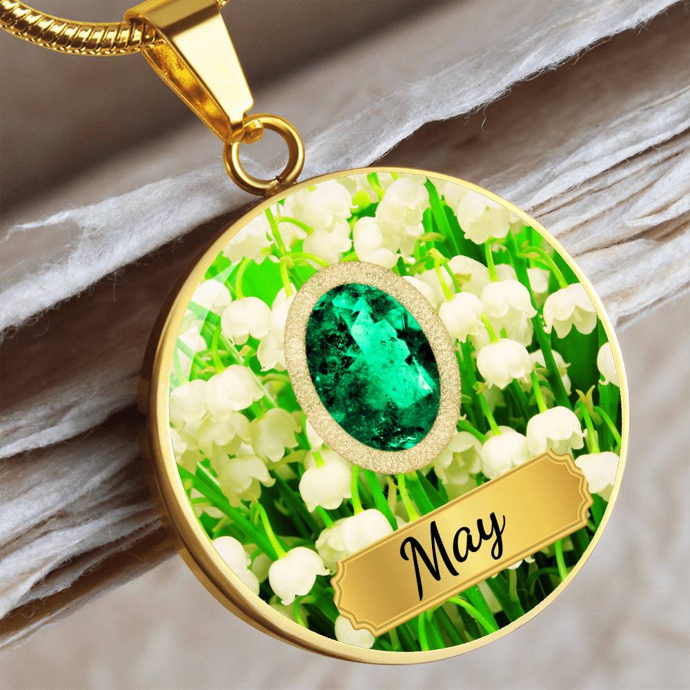 Birth Month Circle Pendant Necklace: May