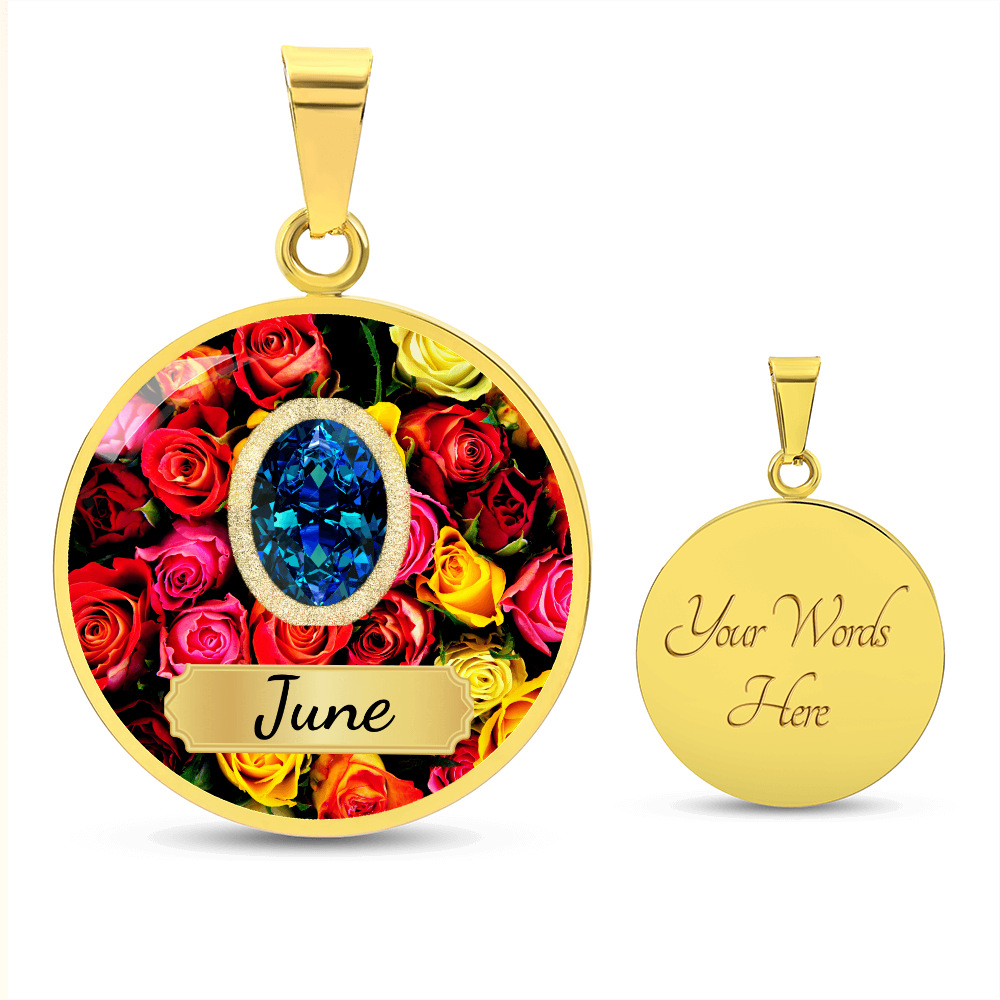 Birth Month Circle Pendant Necklace: June
