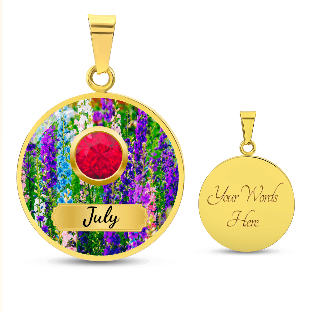 Birth Month Circle Pendant Necklace: July
