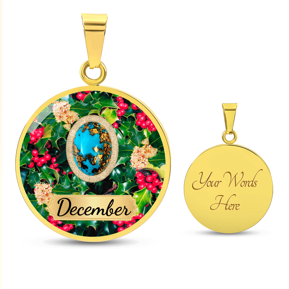 Birth Month Circle Pendant Necklace: December