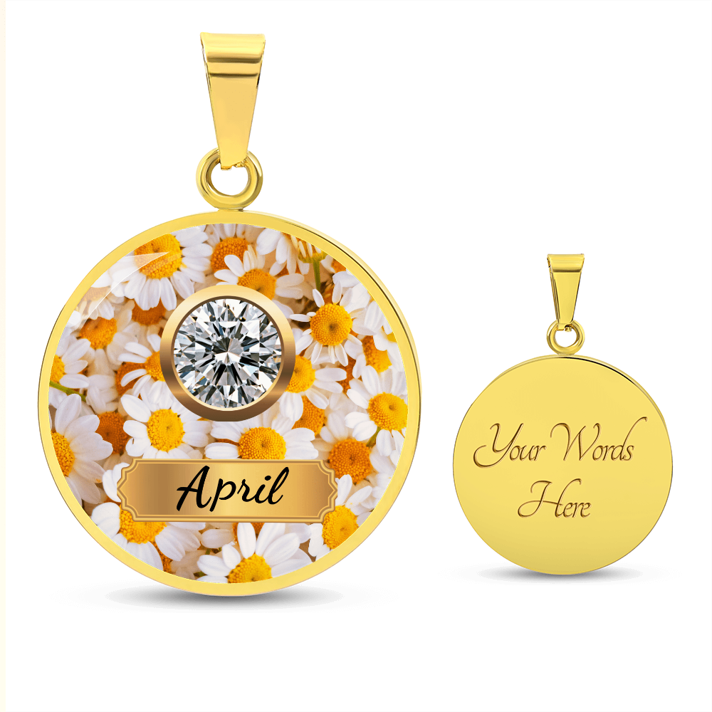 Birth Month Circle Pendant Necklace: April