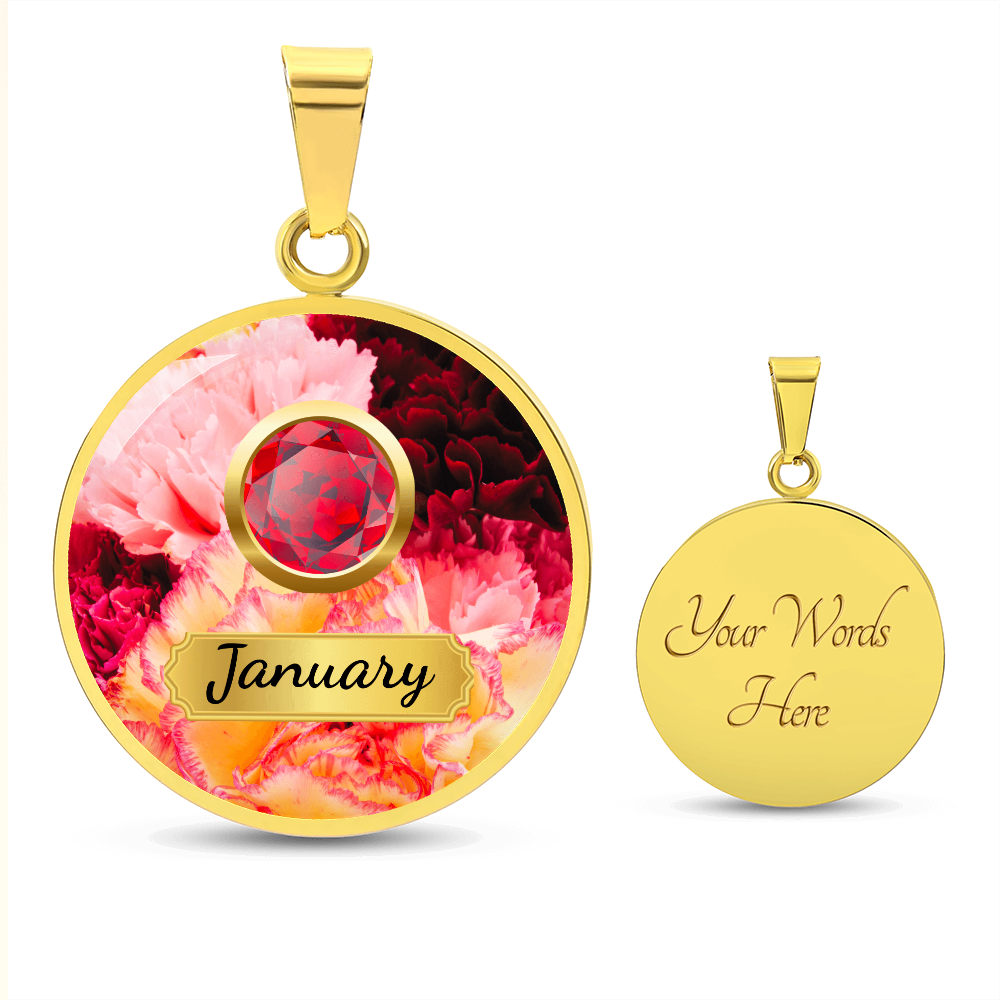 Birth Month Circle Pendant Necklace: January
