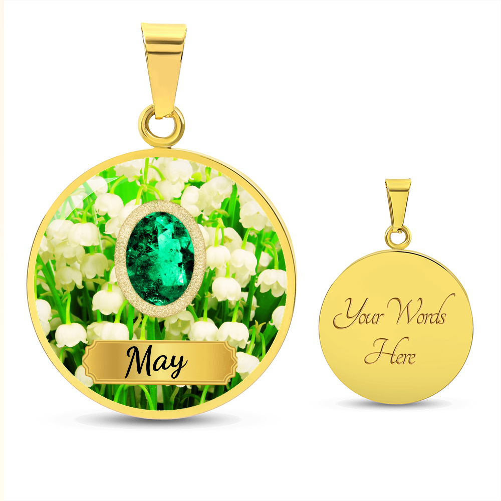 Birth Month Circle Pendant Necklace: May