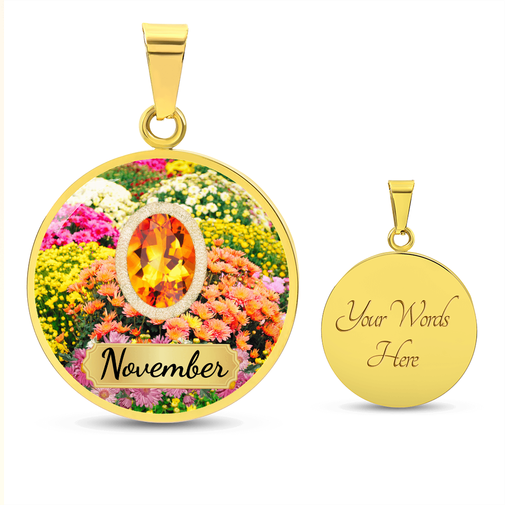 Birth Month Circle Pendant Necklace: November