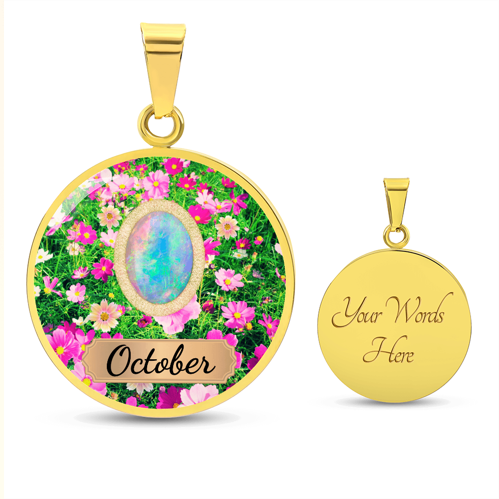 Birth Month Circle Pendant Necklace: October