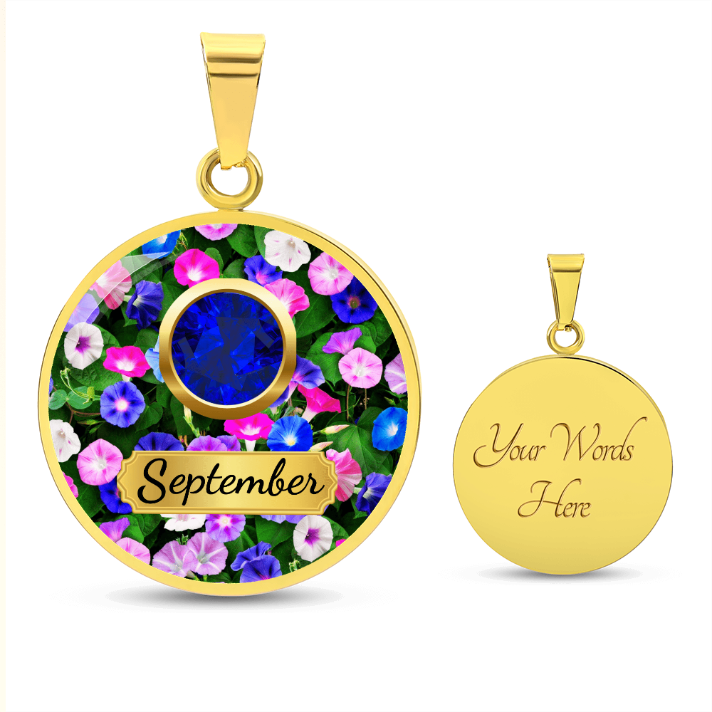 Birth Month Circle Pendant Necklace: September