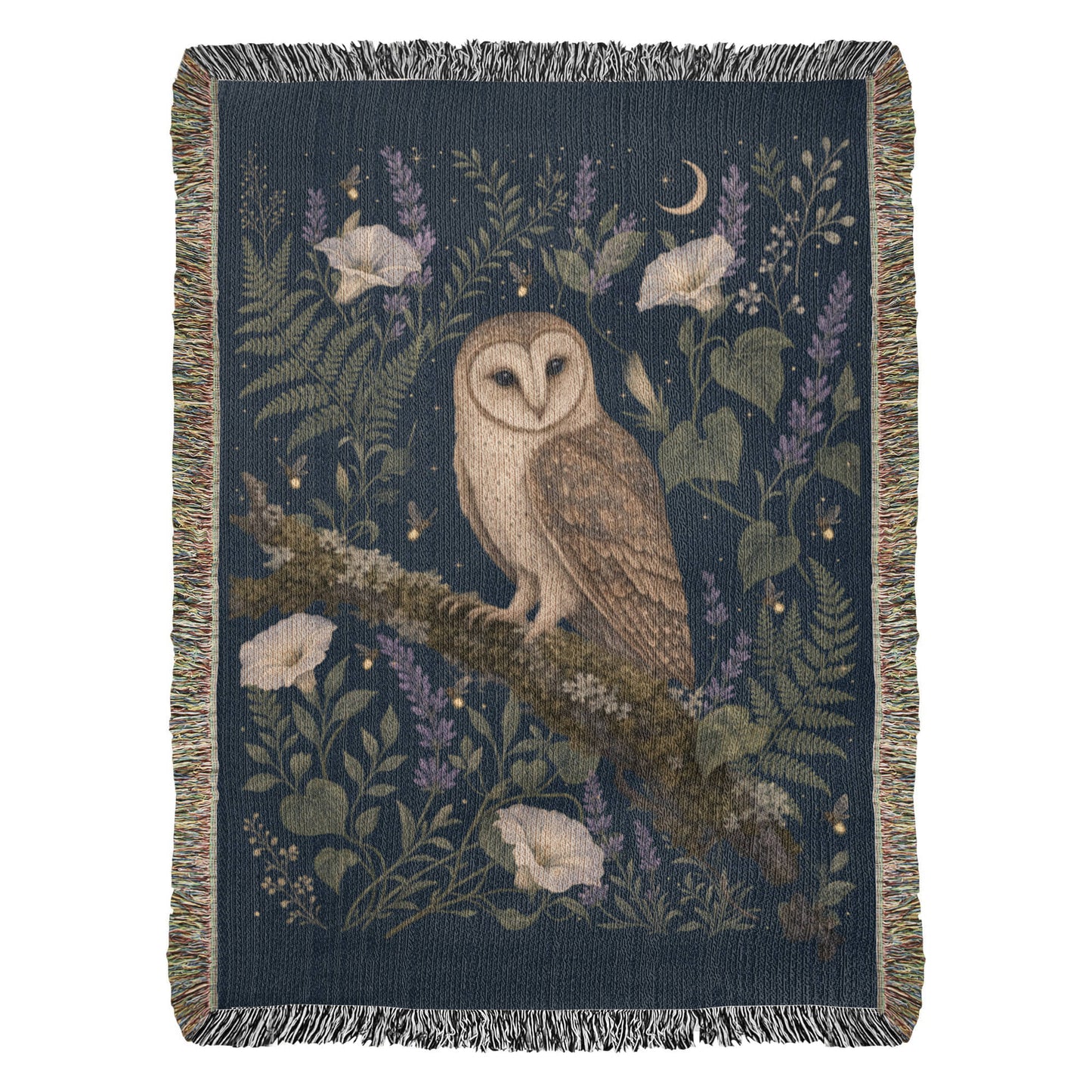*Enchanted Owl Floral Moon Woven Throw Blanket