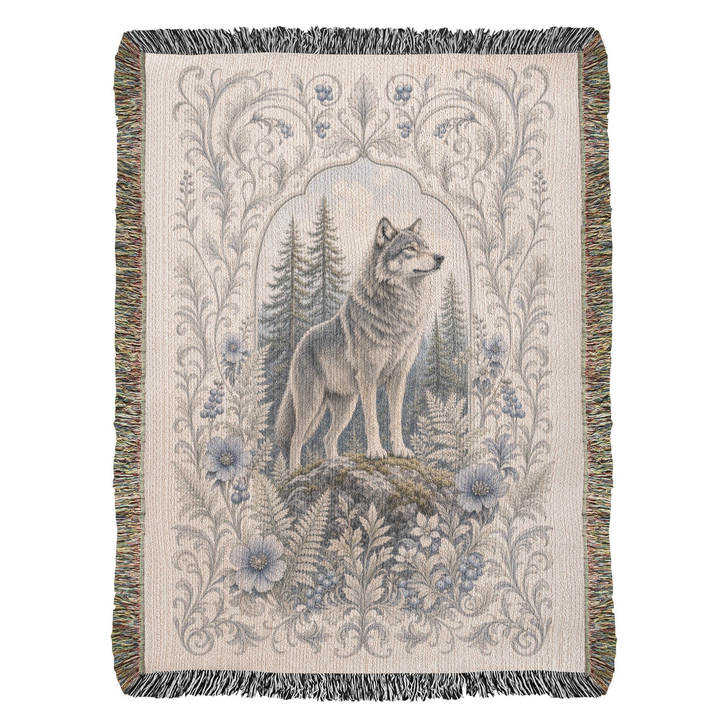 White Wolf & Blueberry Forest Heirloom Throw
