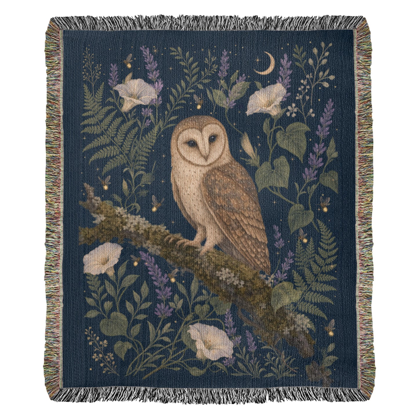 *Enchanted Owl Floral Moon Woven Throw Blanket