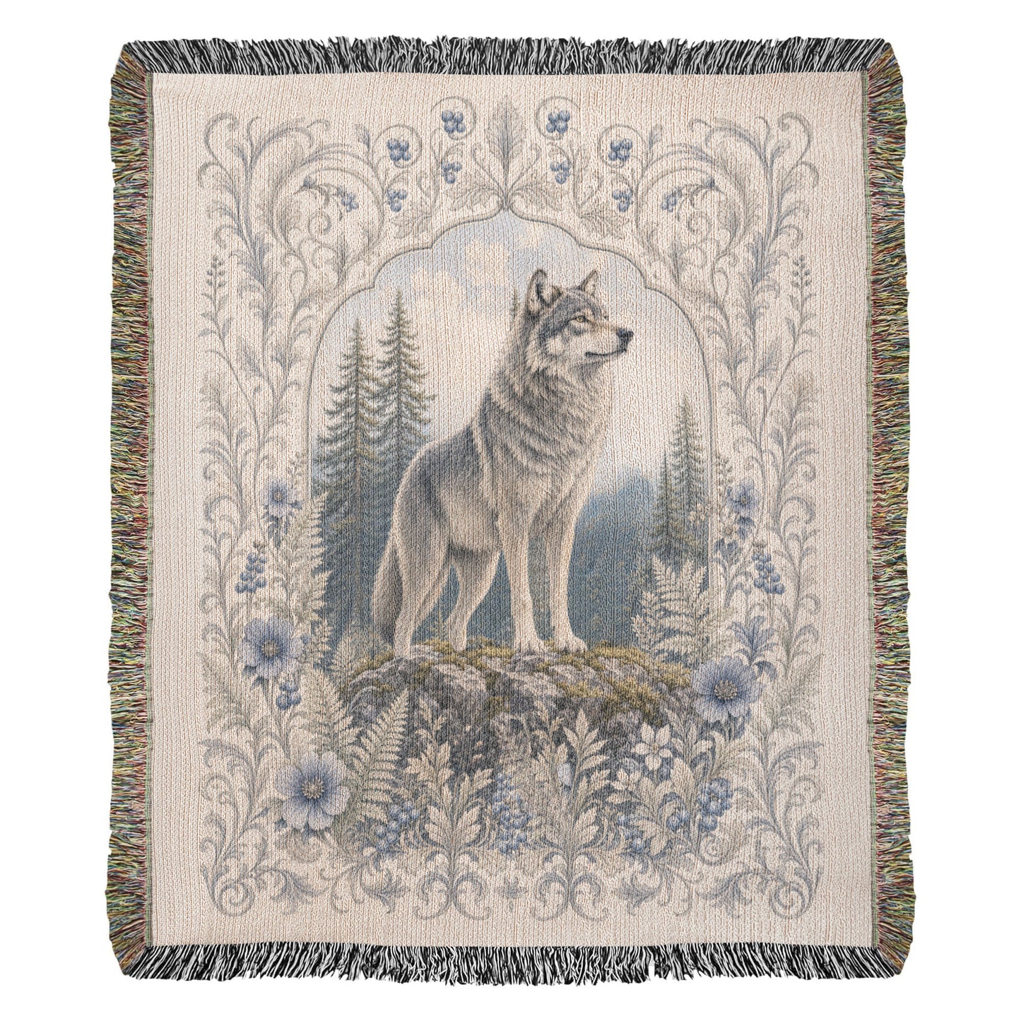 White Wolf & Blueberry Forest Heirloom Throw