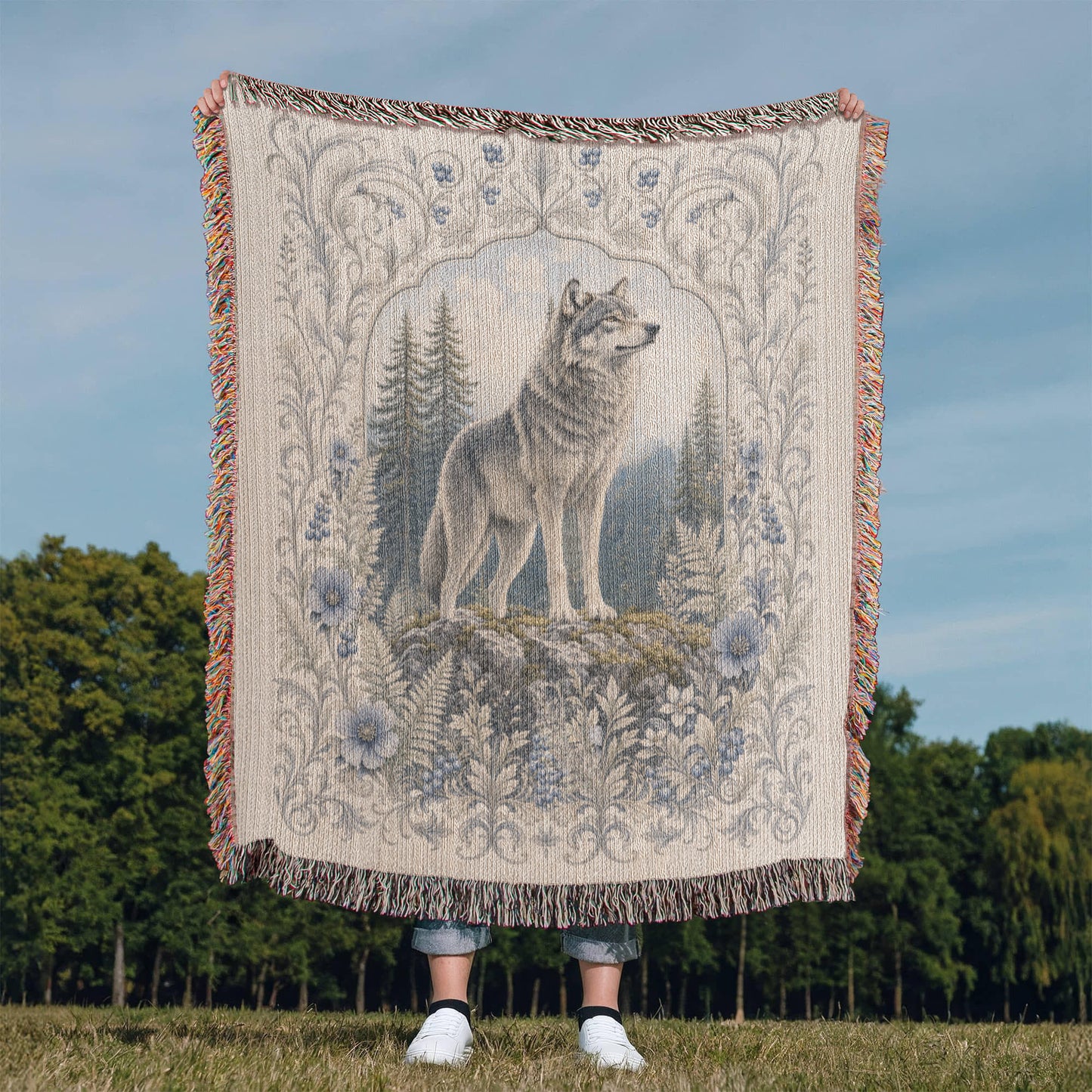 White Wolf & Blueberry Forest Heirloom Throw