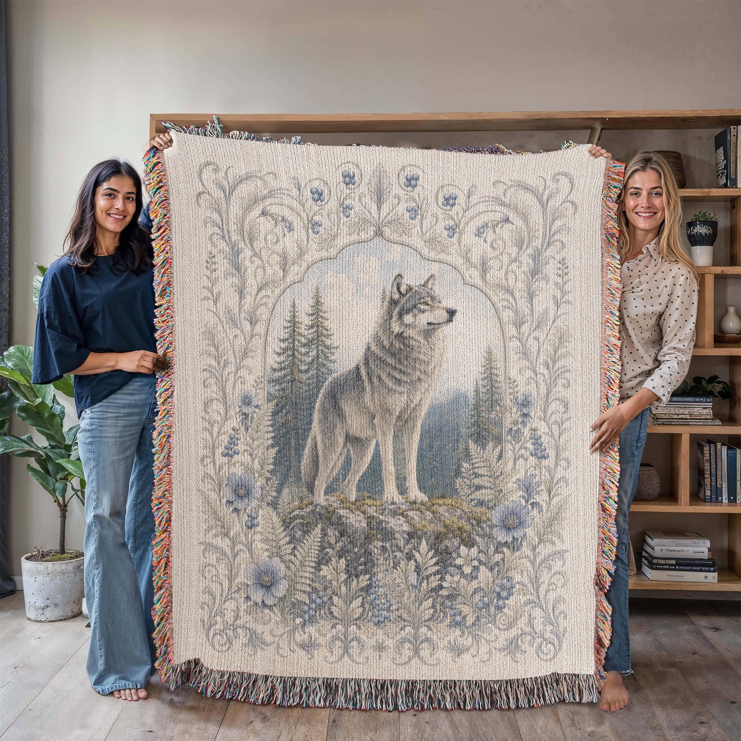 White Wolf & Blueberry Forest Heirloom Throw