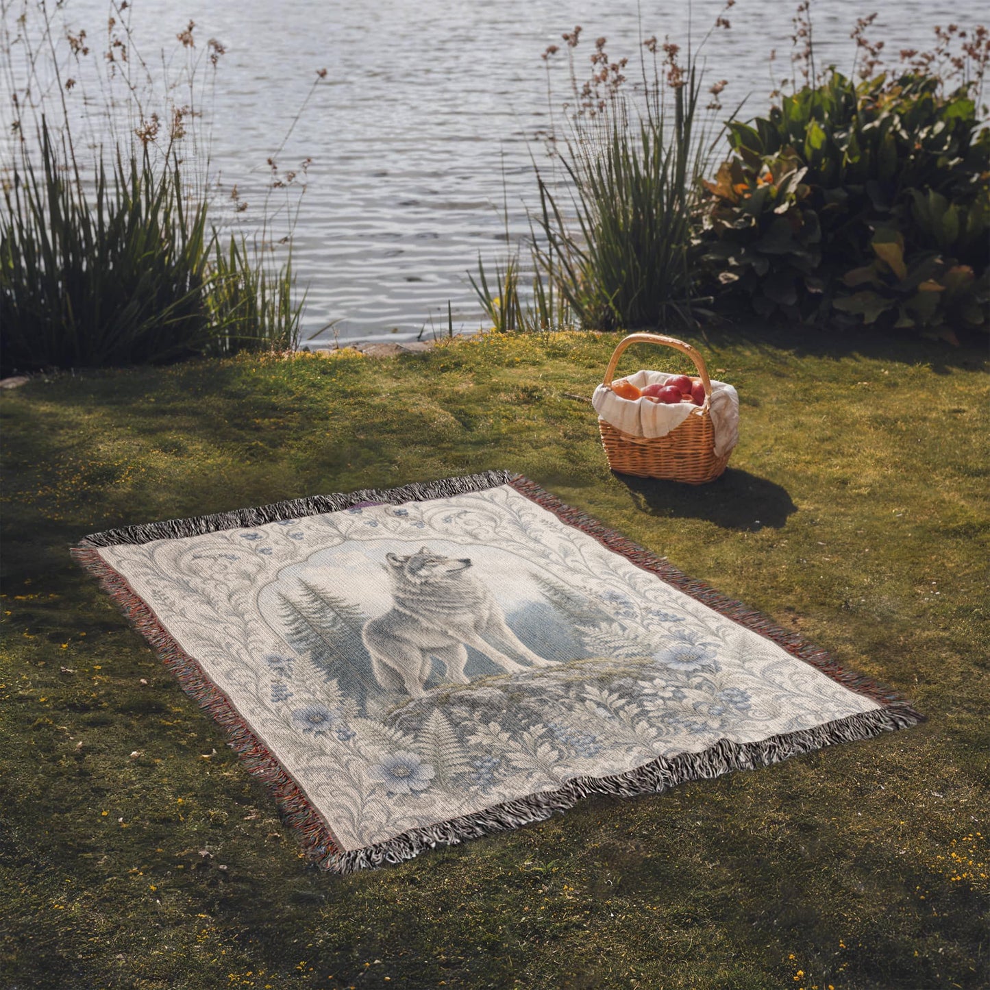 White Wolf & Blueberry Forest Heirloom Throw