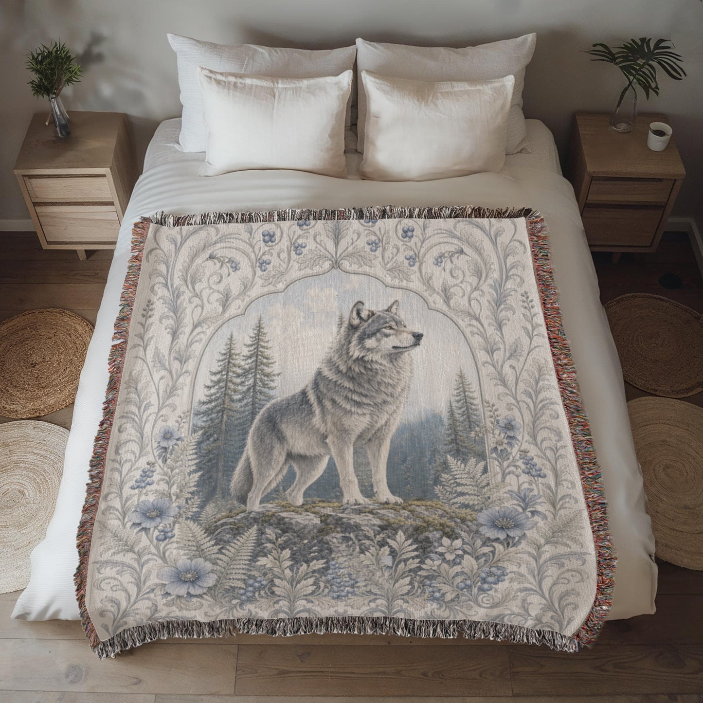 White Wolf & Blueberry Forest Heirloom Throw