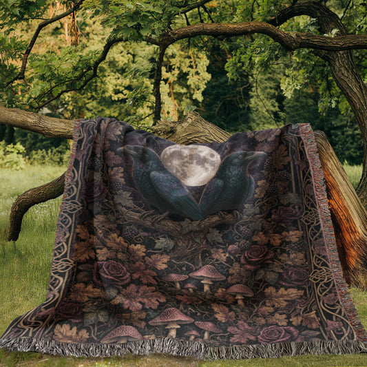 Medieval Moonlit Crows Heirloom Woven Throw