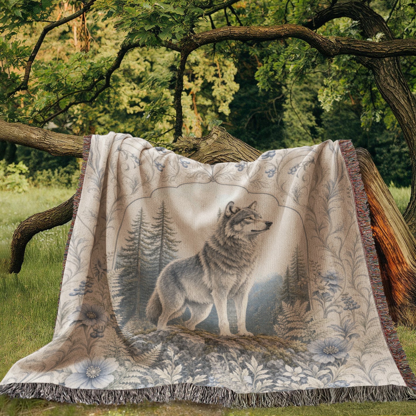 White Wolf & Blueberry Forest Heirloom Throw