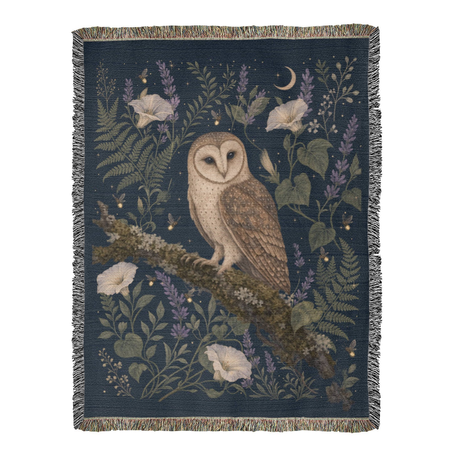 *Enchanted Owl Floral Moon Woven Throw Blanket