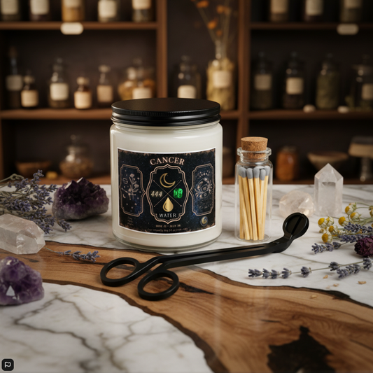 Cancer Zodiac Candle Gift Set with Matches & Wick Trimmer