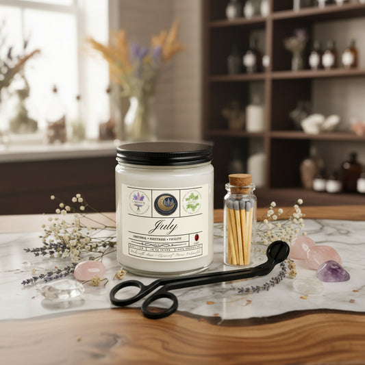 July Birth Month Gift Set with Matches & Wick Trimmer