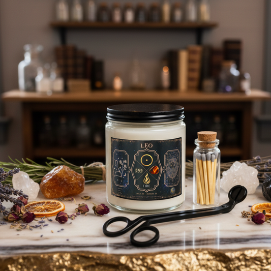 Leo Zodiac Candle Gift Set with Matches & Wick Trimmer
