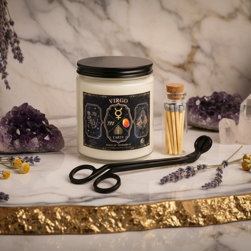 Virgo Zodiac Candle Gift Set with Matches & Wick Trimmer